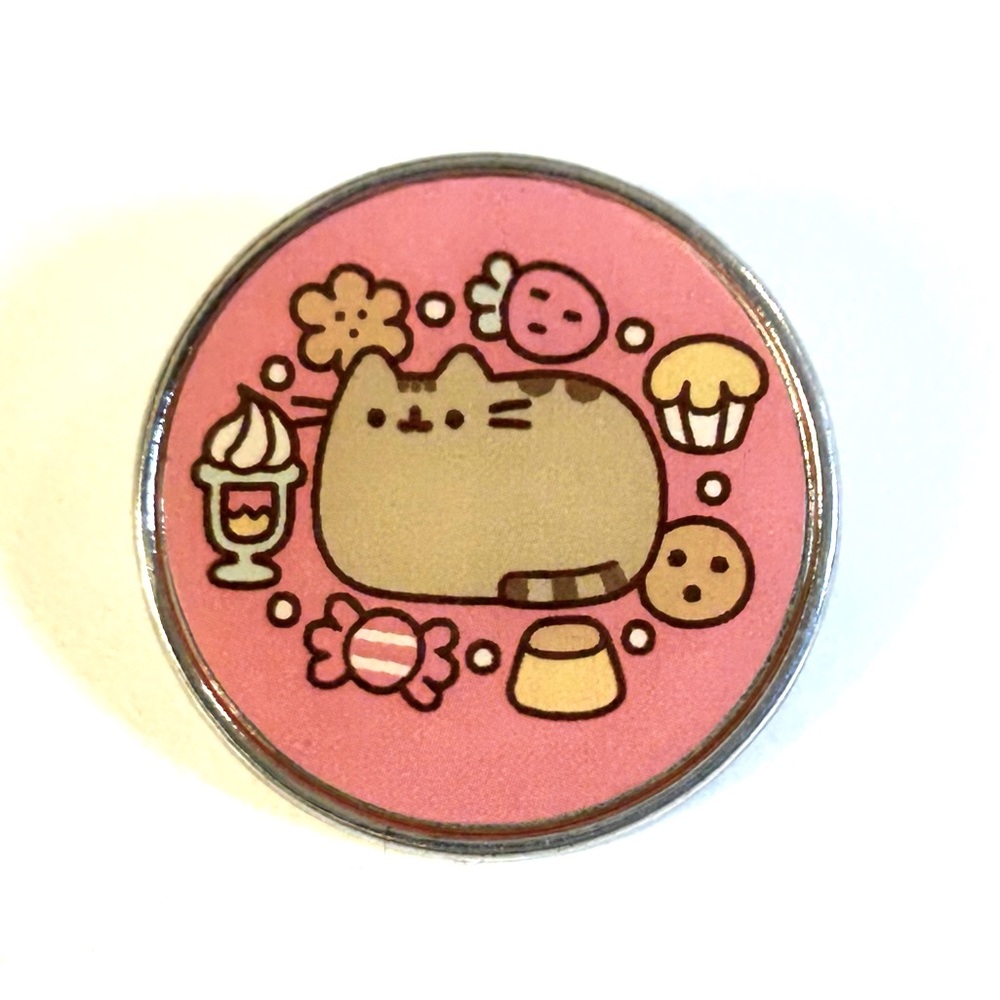•Never Worn• Pusheen the Cat Round Stainless Steel Pin Button
